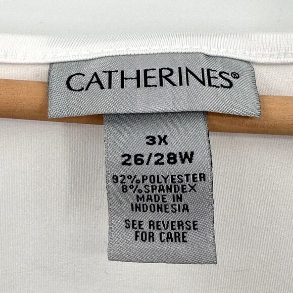 Catherines WHITE Sleeveless Tank Shell Camisole Top Womens 3X 26/28W Stretchy - Picture 4 of 4